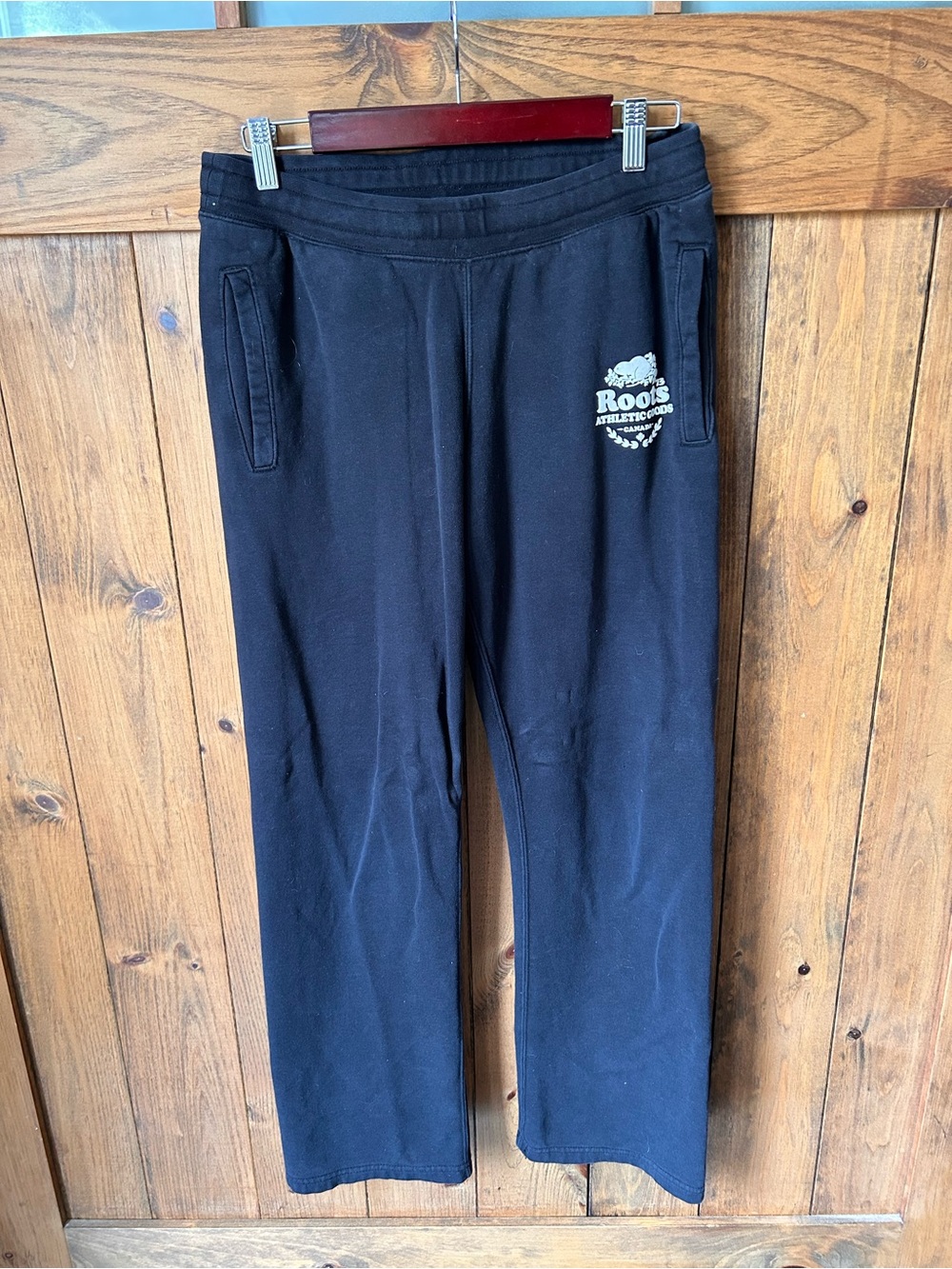Roots Black Joggers with Logo Patch